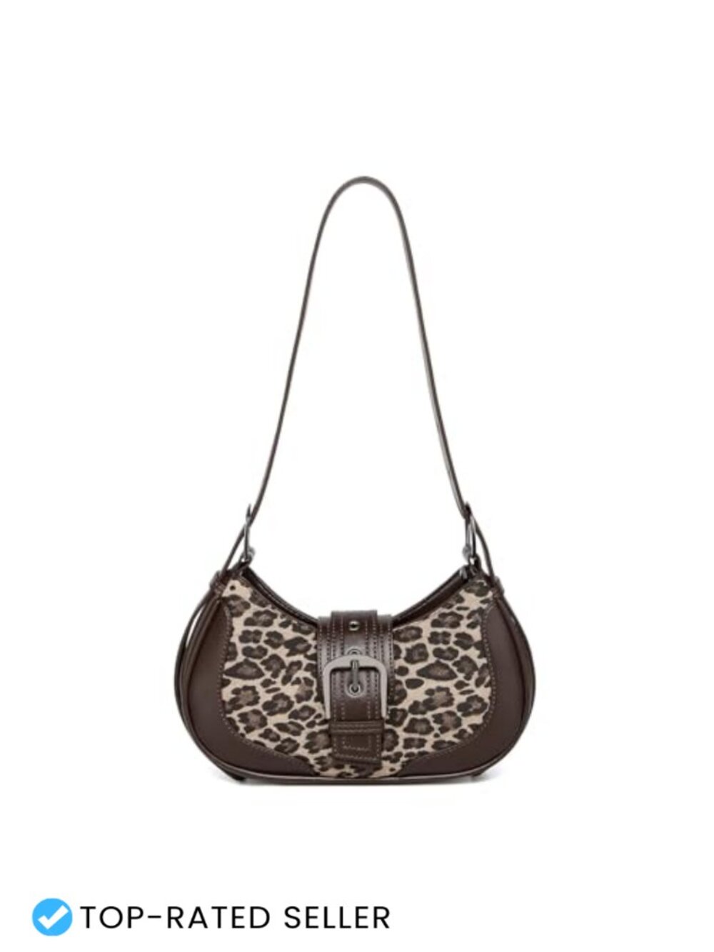 Y2K Leopard Crescent Crossbody Shoulder Bag with Adjustable Strap Faux Leather